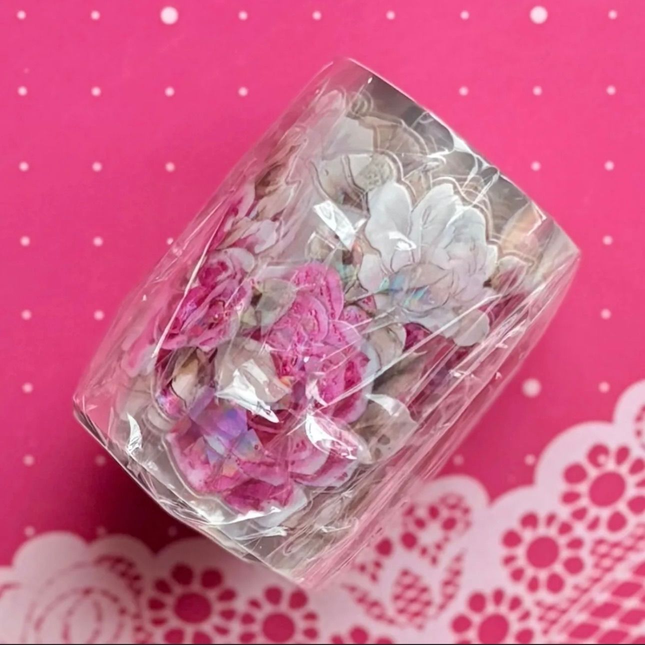 贝壳光 星河紫 ダイカット加工 5 cm m 100 loop 海外マスキングテープ 海外マステ 花