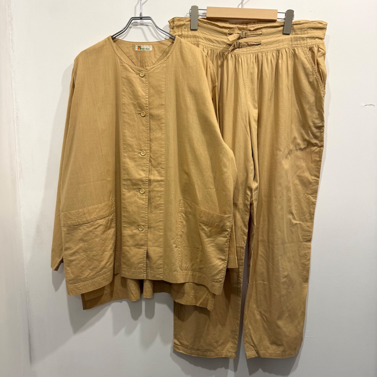 70 s 初期 IS ISSEY SPORT イッセイミヤケ セットアップ シャツジャケット パンツ ベージュ ヴィンテージ アーカイブ サイズ9 み