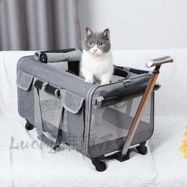 ☆ペットキャリー 犬 猫 小型犬 中型犬 メッシュ キャスター付き