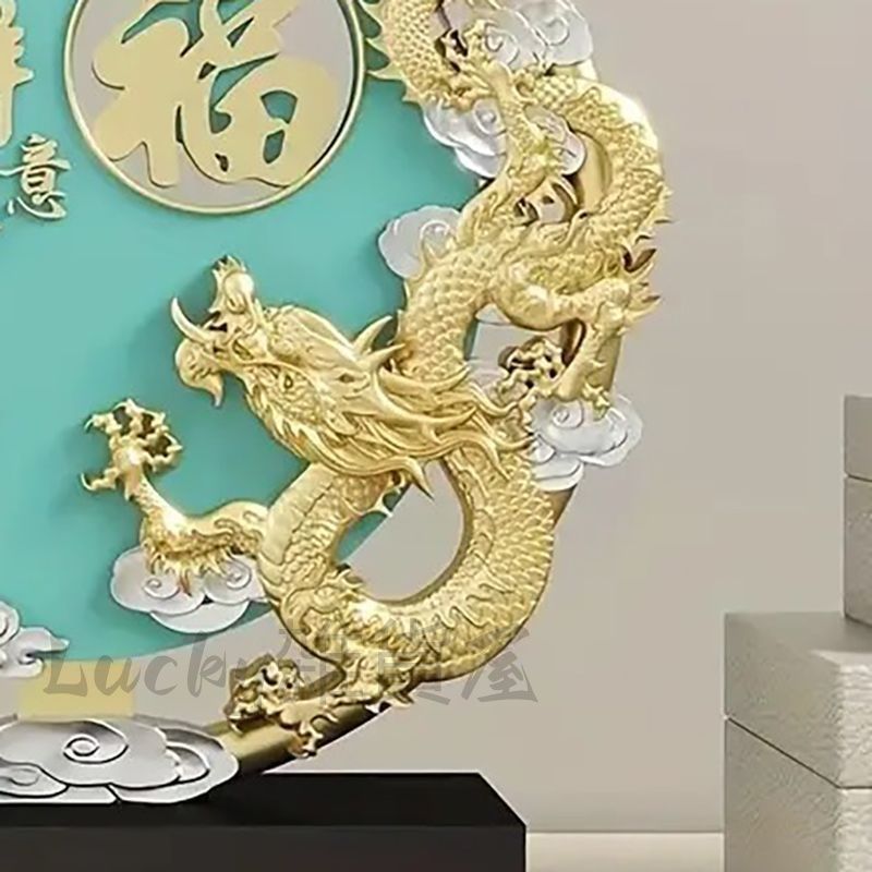 ドラゴン 龍 竜 鳳凰 鳥 樹脂 ブルー 青 置物 オブジェ 金龍 風水 開運