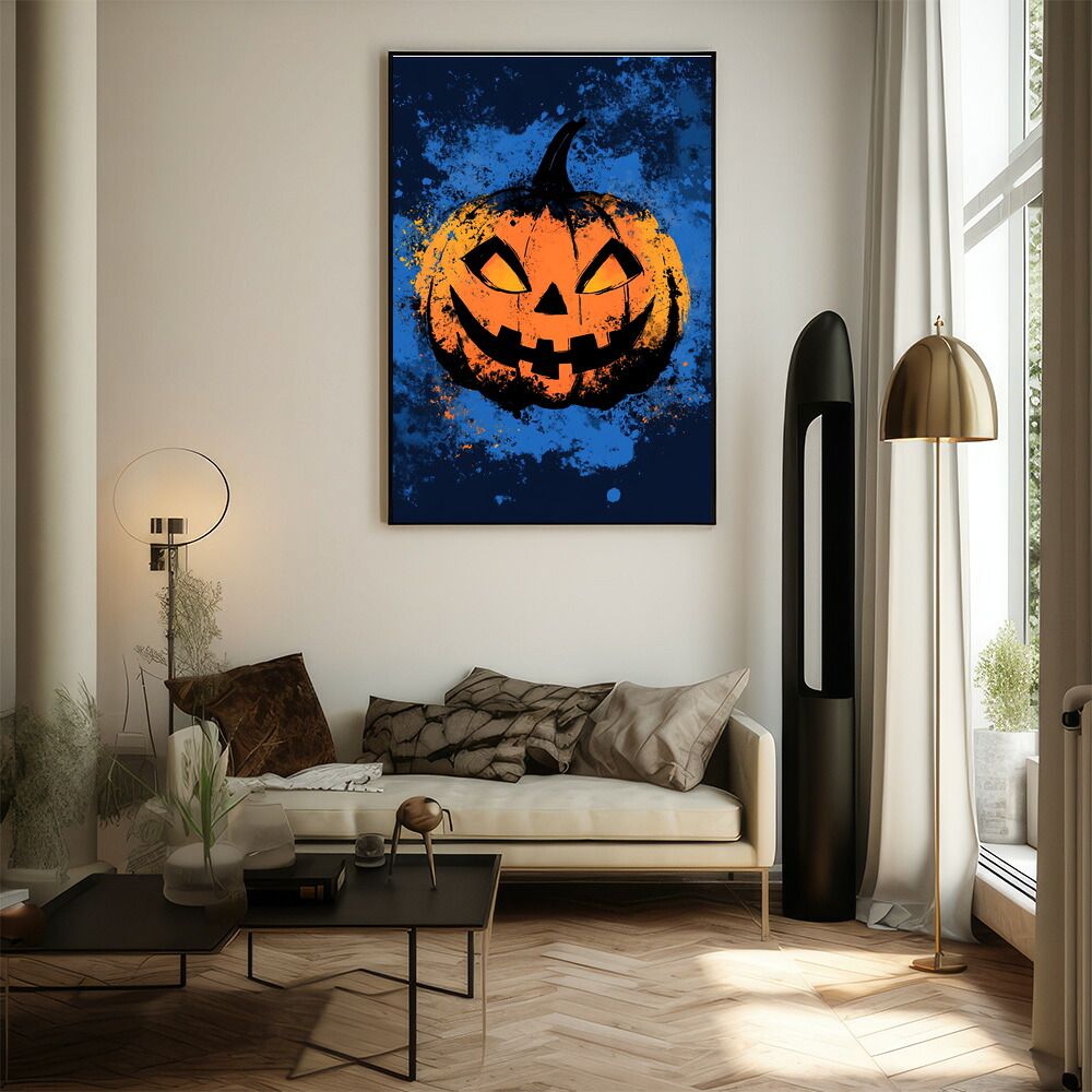 【A1サイズ（約59x84cm）】【lm-poster-1532】【フレーム付き】ハロウィーン Halloween ハロウィン Hallowe'en カボチャ ジャックオーランタン ポスター オレンジ パンプキン インテリア