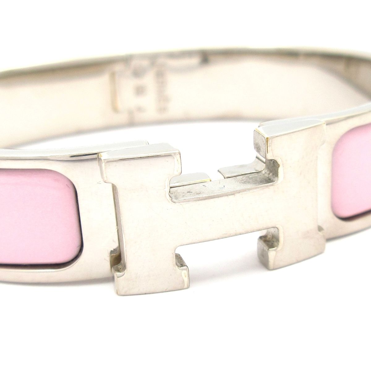 HERMES(エルメス) バングル美品 クリックH シルバー×ライトピンク HERMES(エルメス) バングル美品 クリックH シルバー×ライトピンク
