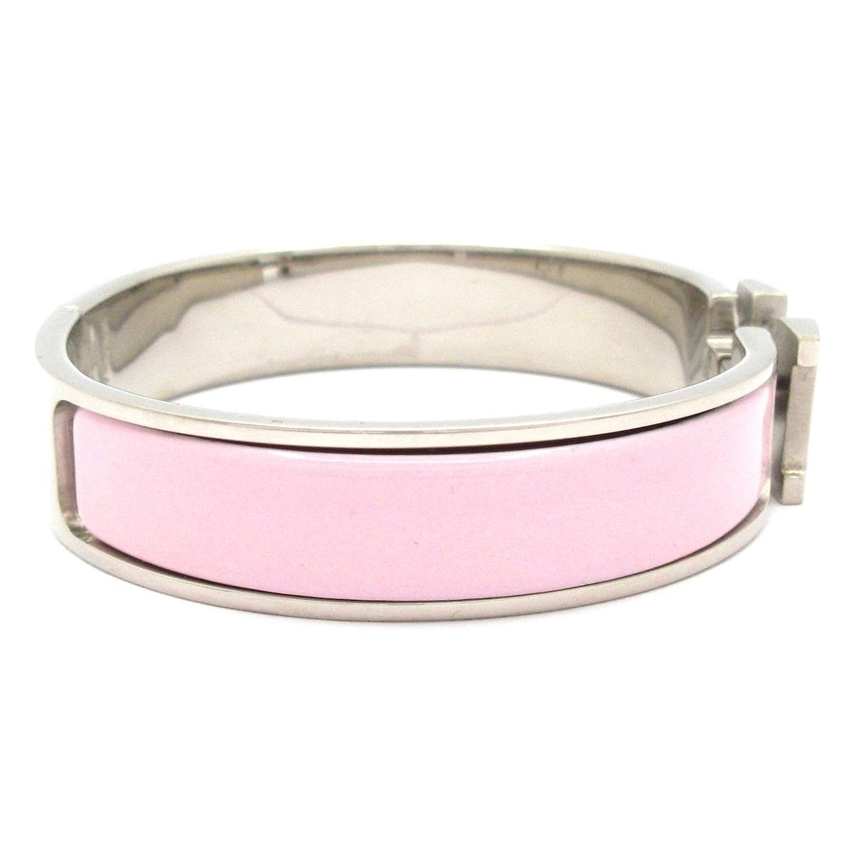 HERMES(エルメス) バングル美品 クリックH シルバー×ライトピンク HERMES(エルメス) バングル美品 クリックH シルバー×ライトピンク