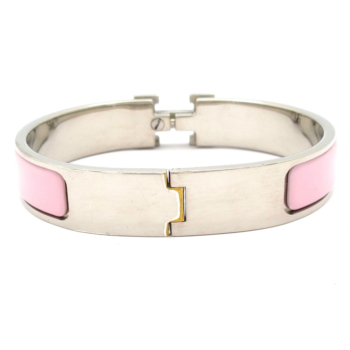 HERMES(エルメス) バングル美品 クリックH シルバー×ライトピンク