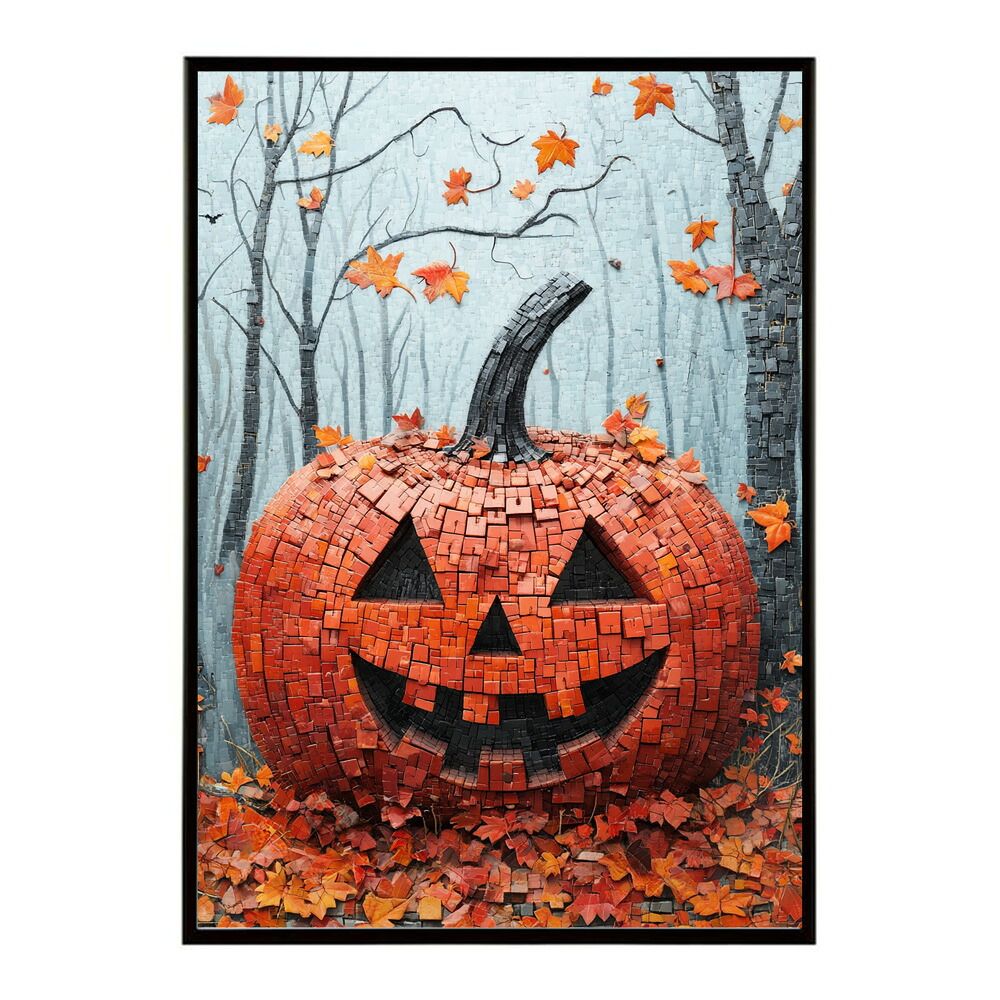 【B2サイズ（約51x73cm）】【lm-poster-1575】【フレーム付き】ハロウィーン Halloween ハロウィン Hallowe'en カボチャ ジャックオーランタン ポスター オレンジ パンプキン インテリア