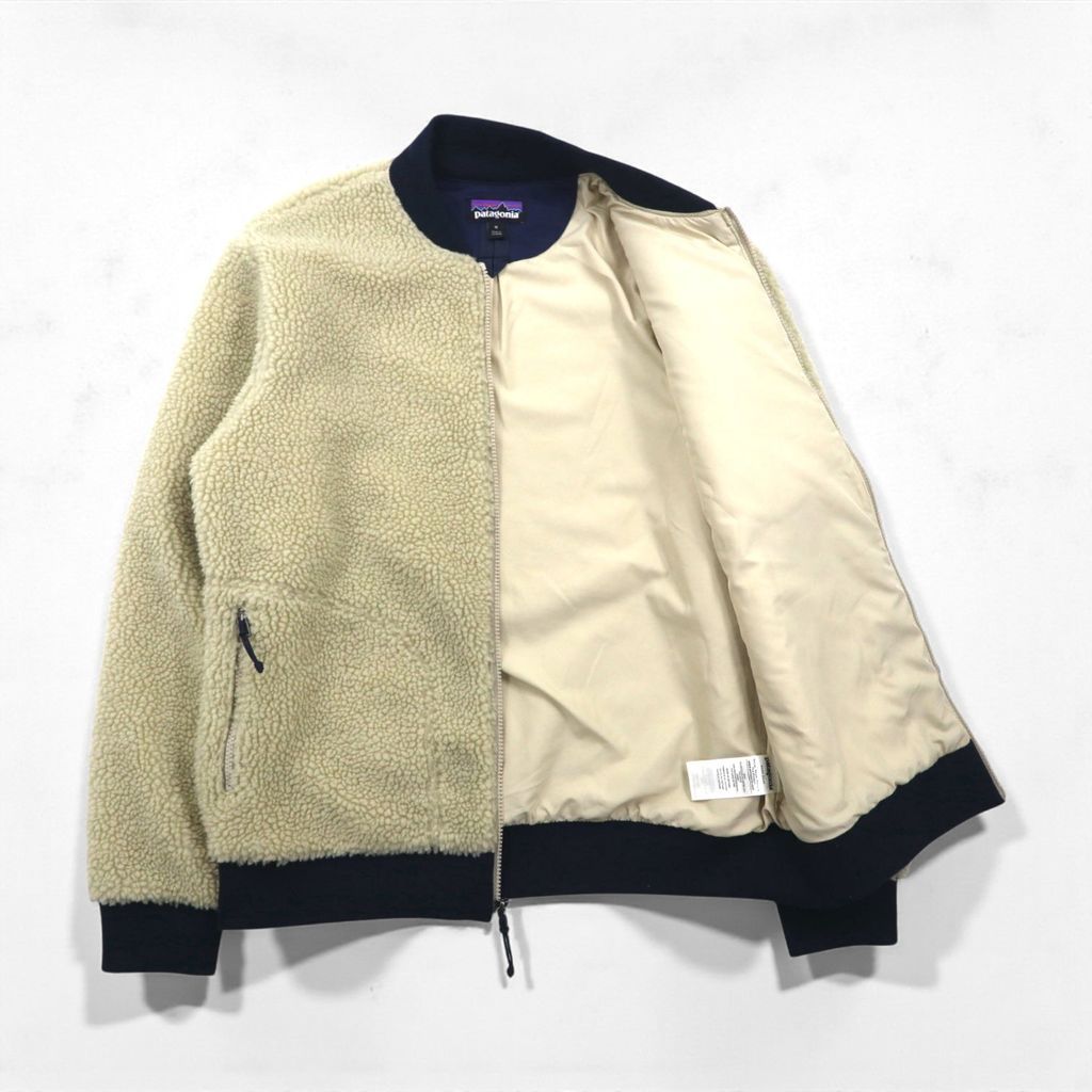 Patagonia レトロX ボマージャケット Retro X Bomber Jkt ボア フリースジャケット M ナチュラル × ネイビー 22830