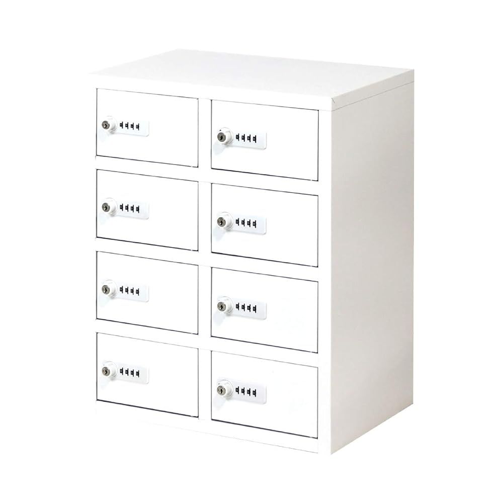 １ LOOKIT 品ロッカー 2列4段 8人用 ダイヤル錠 金庫 スチール ホワイト NSAFE-24-WH-AW