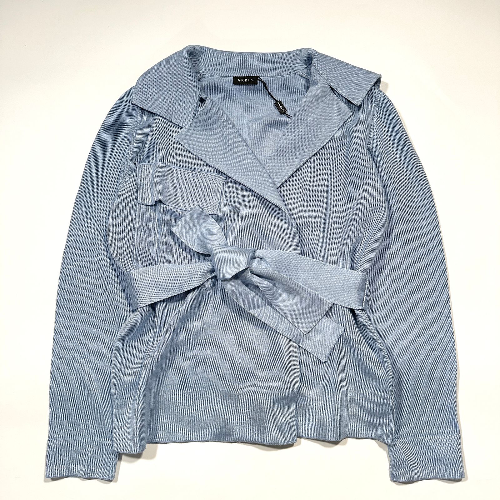 ♥ AKRIS アクリス ベルト付きジャケット シルク SILK バーズアイ 011016 00 38 Mサイズ