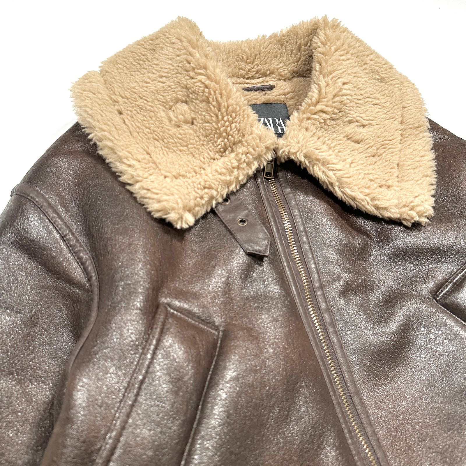 【完売品】ザラ ZARA ムートン ボア ダブルフェイスショートジャケット 完売品】ザラ ZARA ムートン ボア ダブルフェイスショートジャケット