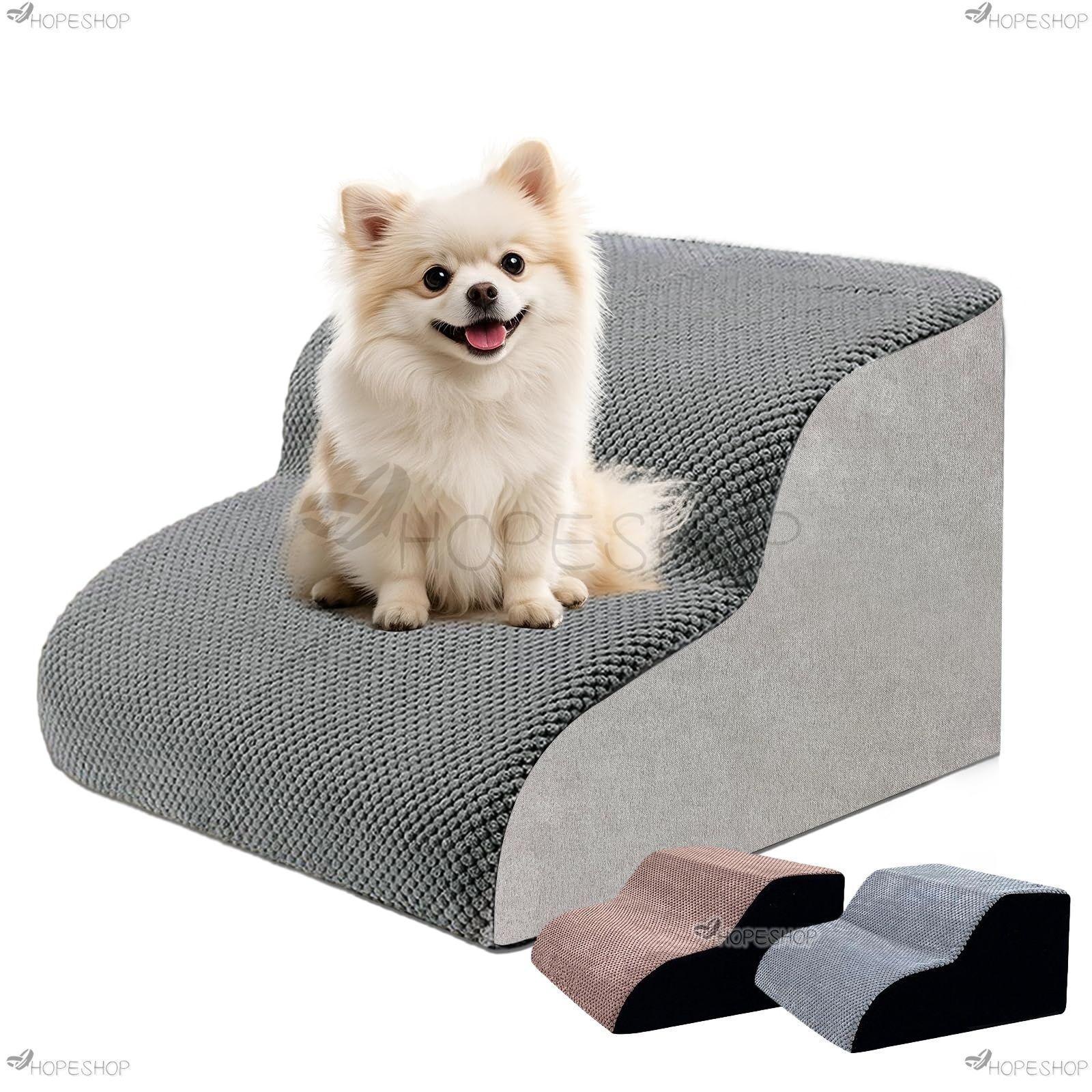 犬 階段 高密度スポンジ 防水加工 ドッグステップ 滑り止め底面 カバー取り外し洗える コンパクト収納 ペット階段 2段 幅40 × 奥行き40 × 高さ20 cm ZK5