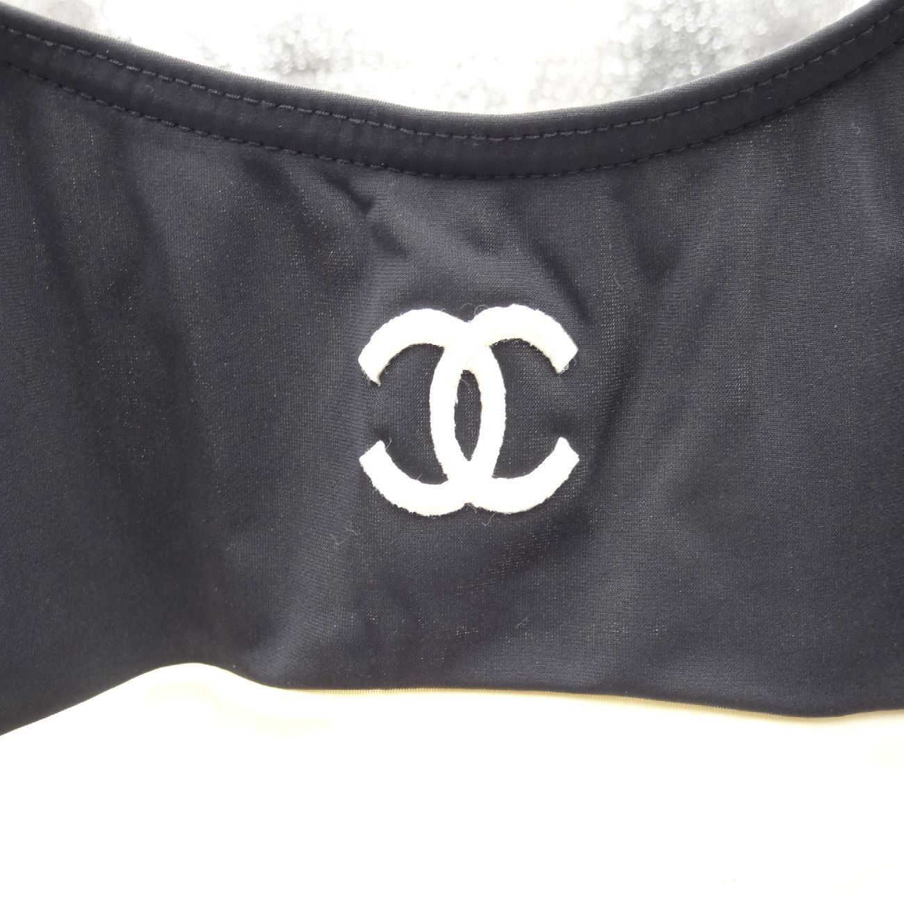 CHANEL ヴィンテージ ワンピース水着 バイ サイズ42 ロゴ刺繍 ココマーク ハイレグタイプ Lサイズ
