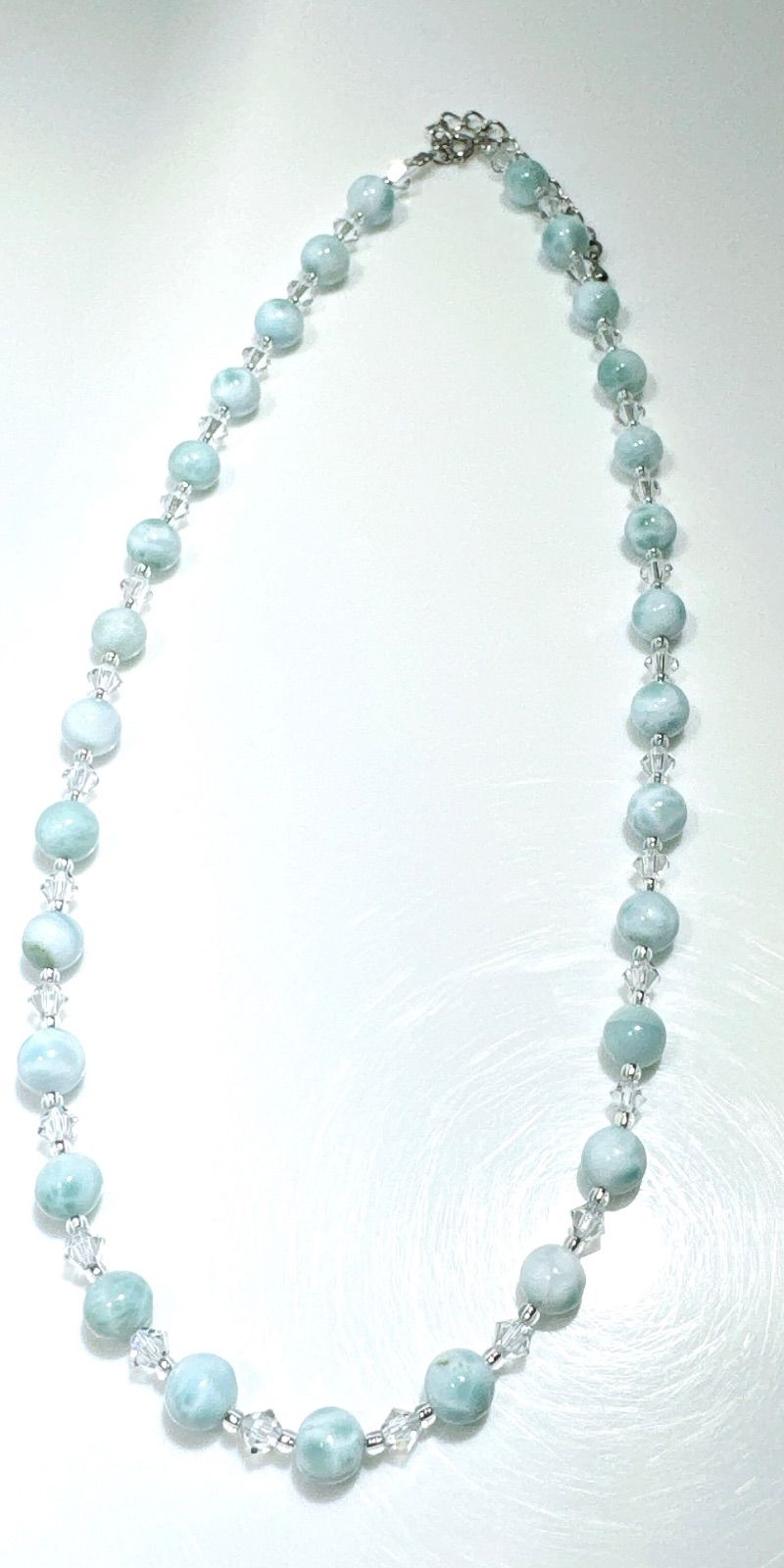  天然ラリマー スワロスキービーズネックレスNO 25-2487 ネックレス ペンダント アクセサリー