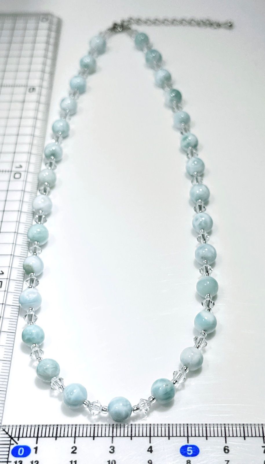 天然ラリマー スワロスキービーズネックレスNO