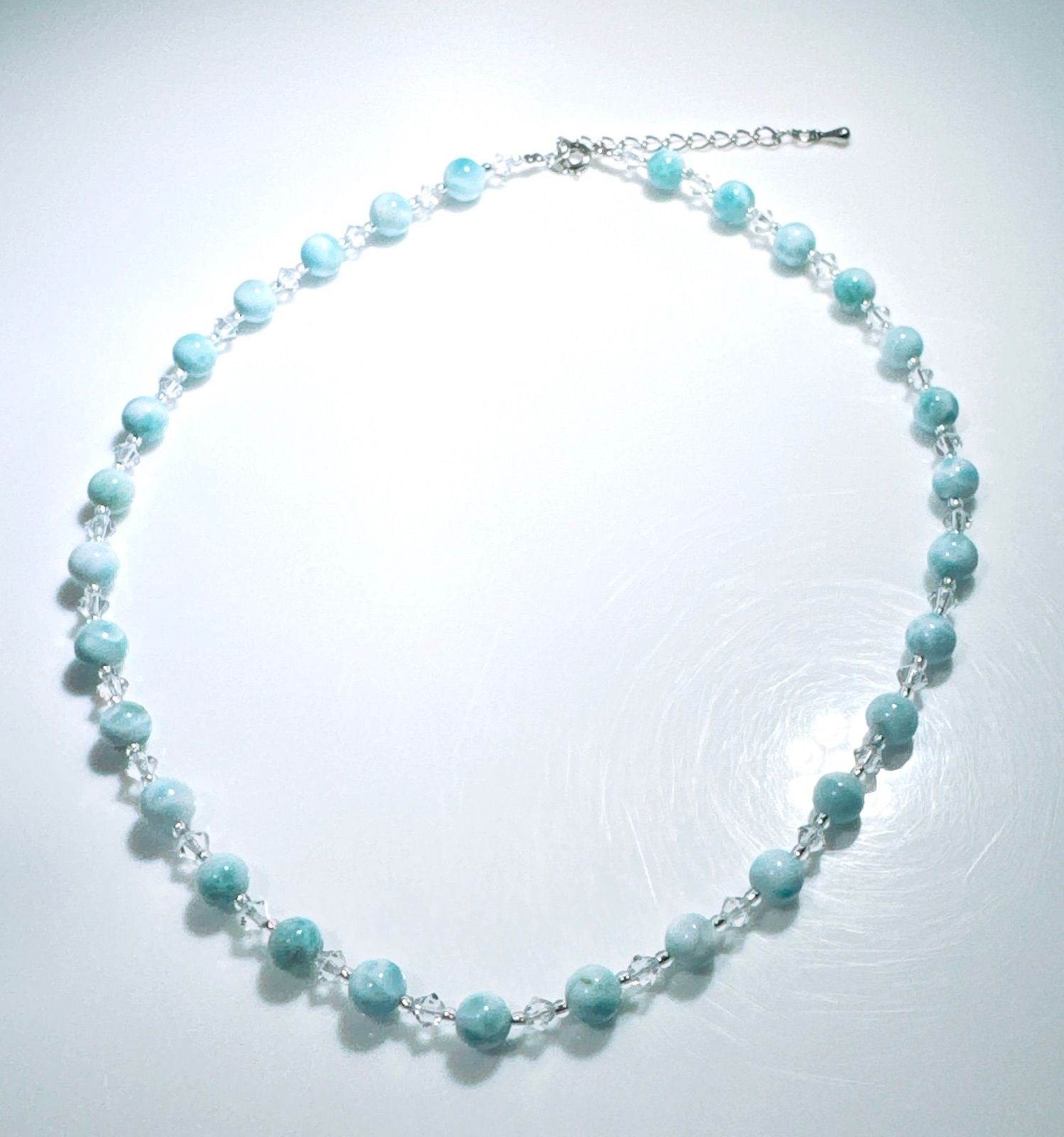 天然ラリマー スワロスキービーズネックレスNO