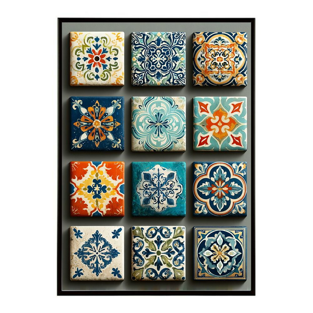 B2サイズ（約51x73cm）】【lm-poster-178】【フレーム付き】アズレージョ ポスター タイル柄 モロッコ風 インテリア