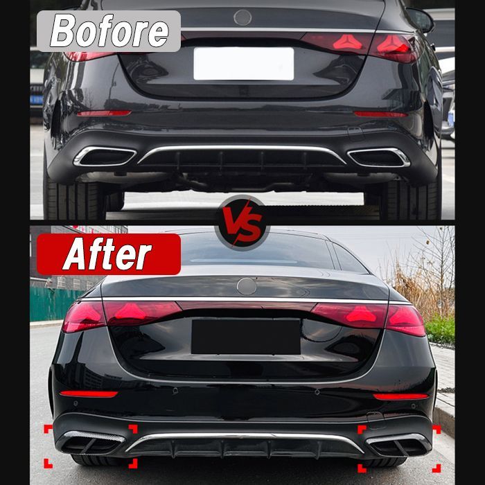 メルセデスベンツ Eクラス W214 S214 マフラーカッター 左右セット マフラー トリム ガーニッシュ 4本出し テールパイプ ABS樹脂製 ダミー ベンツ Benz アクセサリー カスタム パーツ カスタムパ