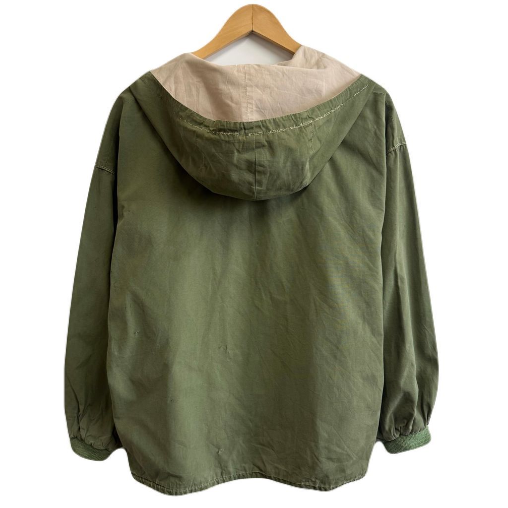 リバーシブル 60 s〜70 s ビンテージ Sporthaus Schuster フーデッドジャケット ミリタリージャケット マウンテンパーカー フルジップ ポケット付き カーキ×オフホワイト サイズ48 No.L 625