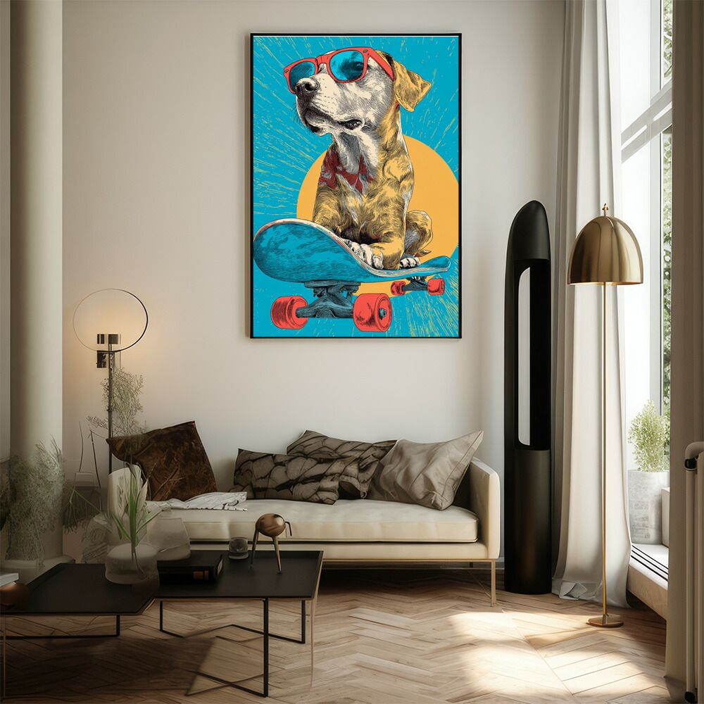 ☆犬インテリア☆ B3サイズ（約36x51cm）】【lm-poster-1922】【フレーム付き】カラフル