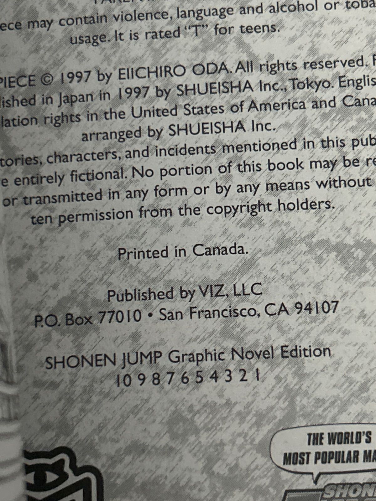 初版 ONE PIECE Volume 1 ROMANCE DAWN 英語版 SHONEN JUMP _sx-lt