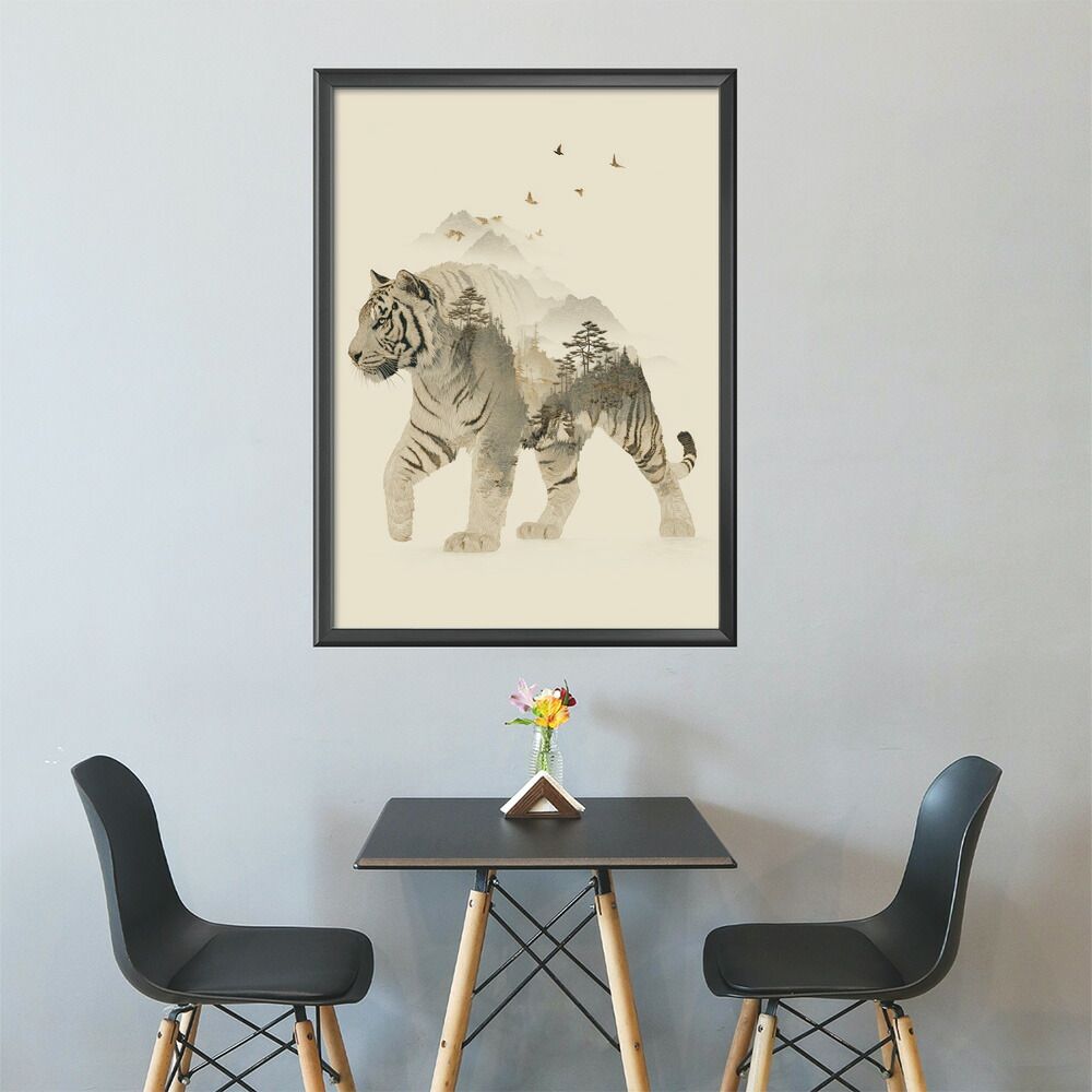 【B3サイズ（約36x51cm）】【lm-poster-2060】【フレーム付き】ファントムタイガー 浮世絵 虎 絵師 和風 日本画 絵画 動物 掛け軸 ポスター インテリア
