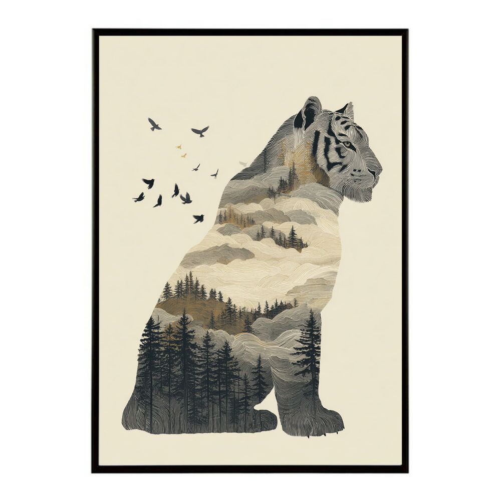 【B2サイズ（約51x73cm）】【lm-poster-2068】【フレーム付き】ファントムタイガー 浮世絵 虎 絵師 和風 日本画 絵画 動物 掛け軸 ポスター インテリア