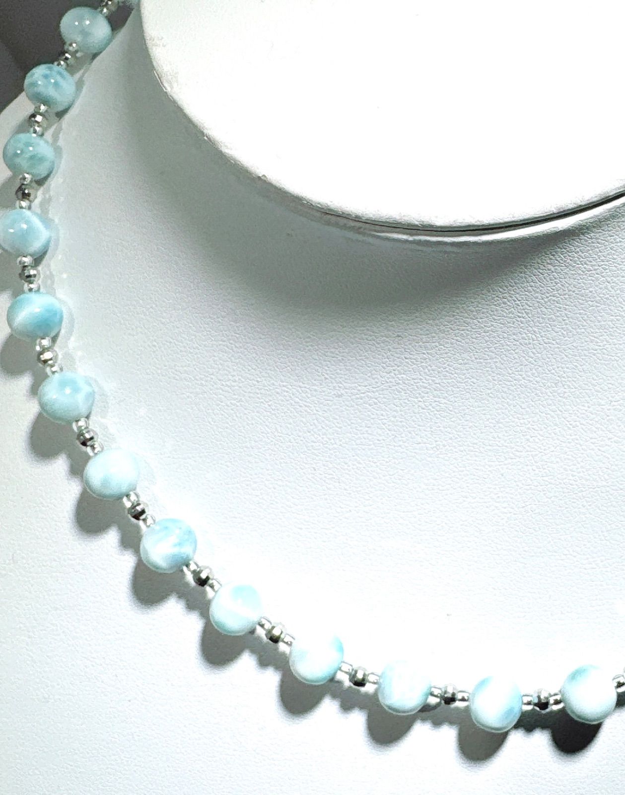 ラリマーミラーカットヘマタイトシルバーネックレスNO 25-2488