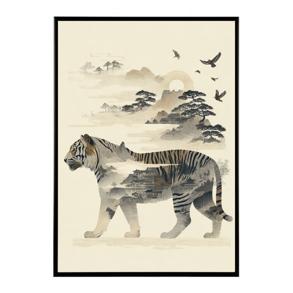 虎の日本画 装飾フレーム付き 虎の日本画 装飾フレーム付き 虎の日本画 装飾フレーム付き