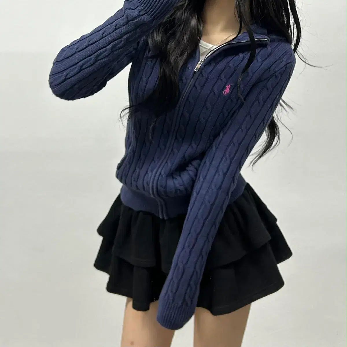 ポロ ラルフローレン ガールズ ケーブル ニット ジップアップ (ネックタグ紛失)