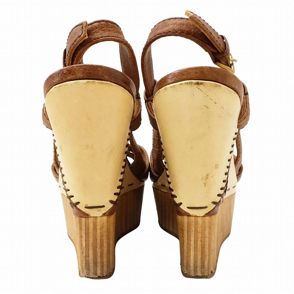 ミュウミュウ MIU MIU サンダル クロス ストラップ レザー ウッド