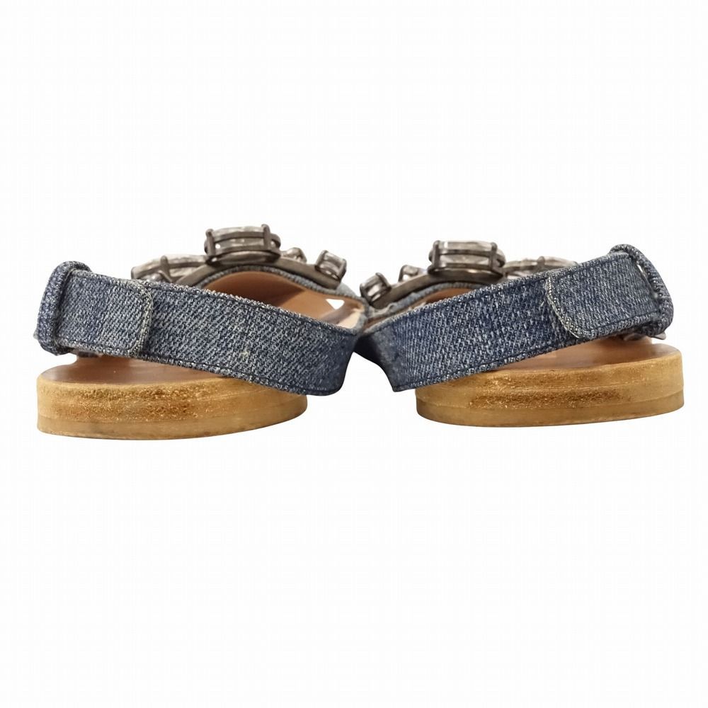 ミュウミュウ MIU MIU ビジュー装飾 デニム フラット サンダル バック