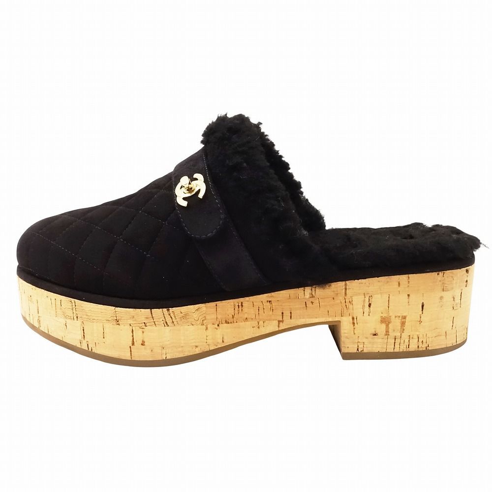 良品 CHANEL シャネル クロッグ ターンロック ココマーク マトラッセ