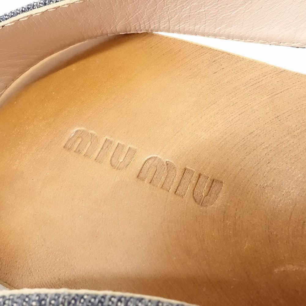 ミュウミュウ MIU MIU ビジュー装飾 デニム フラット サンダル バック