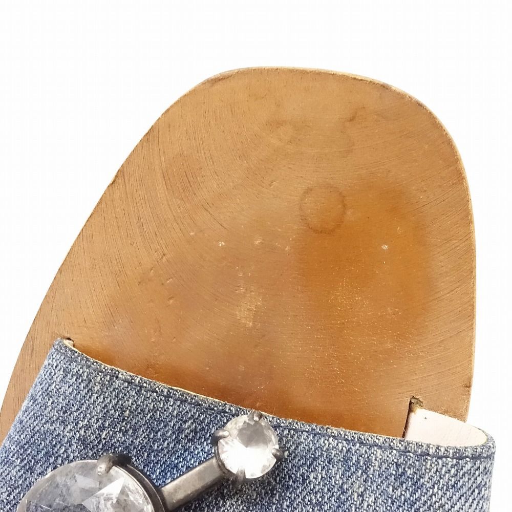 ミュウミュウ MIU MIU ビジュー装飾 デニム フラット サンダル バック