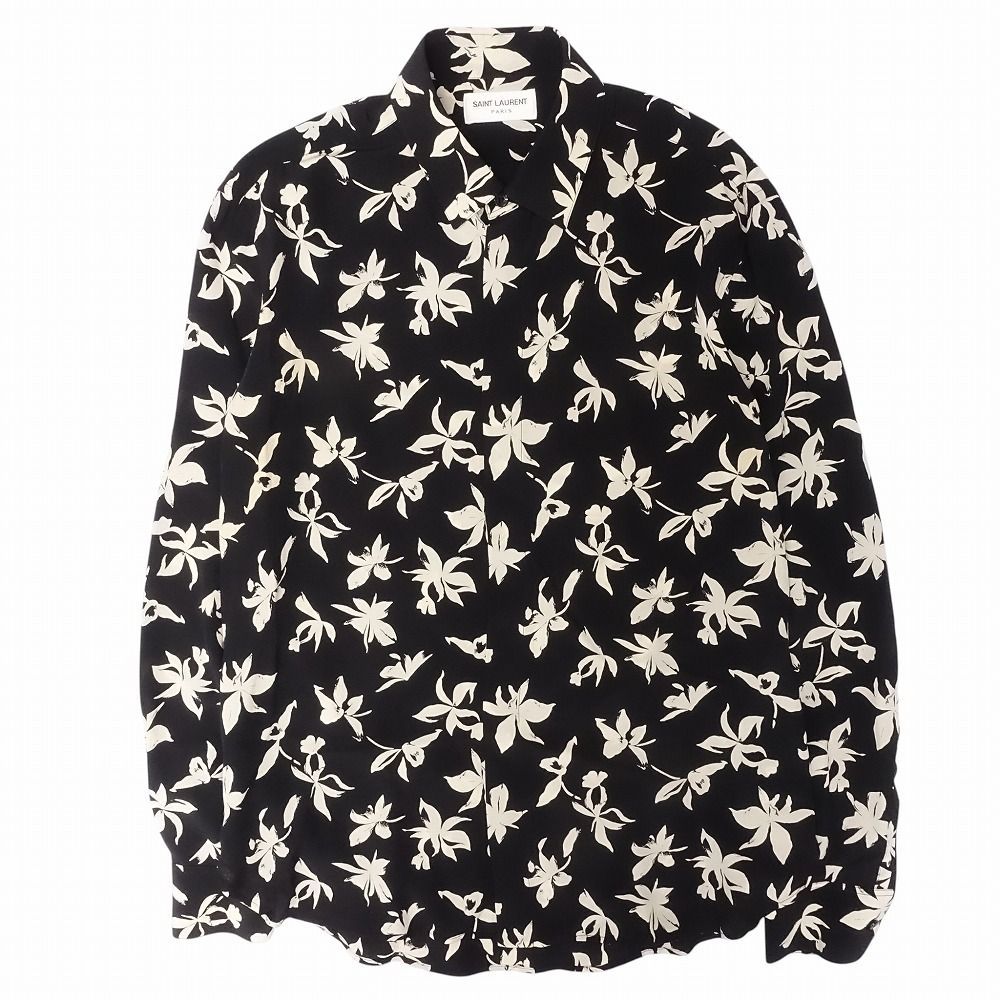 SAINT LAURENT 花柄長袖シャツ 美品 21aw SAINT LAURENT サンローラン フローラル 花柄 シルク100