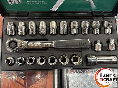 SATA 09134 貫通ラチェット ソケットセット 21 pcs 1 4インチ 6.35 mm 3 8インチ 9.5 ハンズクラフ ラチェットハンドル スパナ レンチ ドライバー レンチ