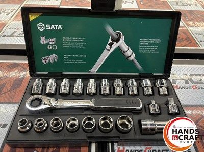 SATA 09134 貫通ラチェット ソケットセット 21 pcs 1 4インチ 6.35 mm 3 8インチ 9.5 ハンズクラフ