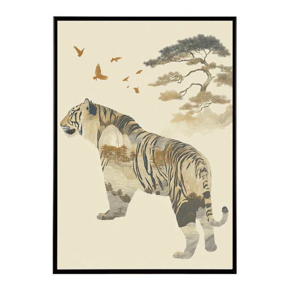 虎の日本画 装飾フレーム付き 虎の日本画 装飾フレーム付き 虎の日本画
