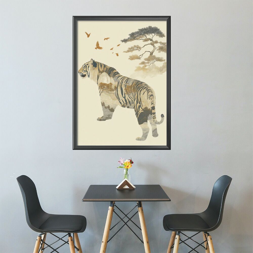 虎の日本画 装飾フレーム付き B1サイズ（約73x103cm）】【lm-poster-2110】【フレーム付き