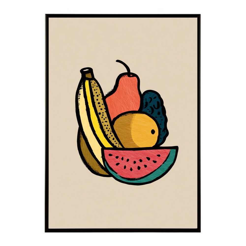 【A3サイズ（約30×42cm）】【lm-poster-2127】【フレーム付き】フルーツ 果物 アート 手書き 絵師 レーター 野菜 ポップ ポスター インテリア