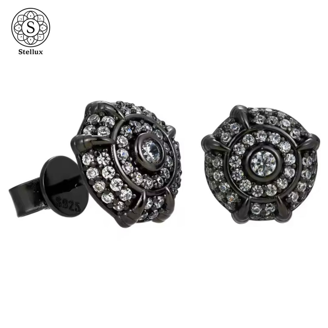 耳元に宿る黒の 感 モアサナイトVVS 1ピアス ブラックS 925 ユニセックス メンズレディース 男女兼用 ペア アイスアウト 黒ピアス ストリート 韓国系 ジュエリー ギフト プレゼント GRA鑑定書付 ブリンブリン