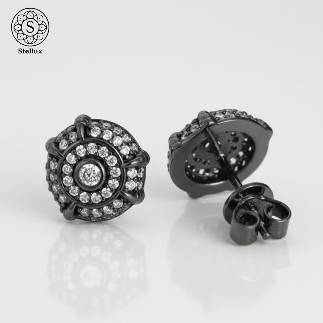 耳元に宿る黒の 感 モアサナイトVVS 1ピアス|ブラックS 925|ユニセックス|メンズレディース|男女兼用|ペア|アイスアウト|黒ピアス|ストリート|韓国系| ジュエリー|ギフト|プレゼント|GRA鑑定書付|ブリンブリン