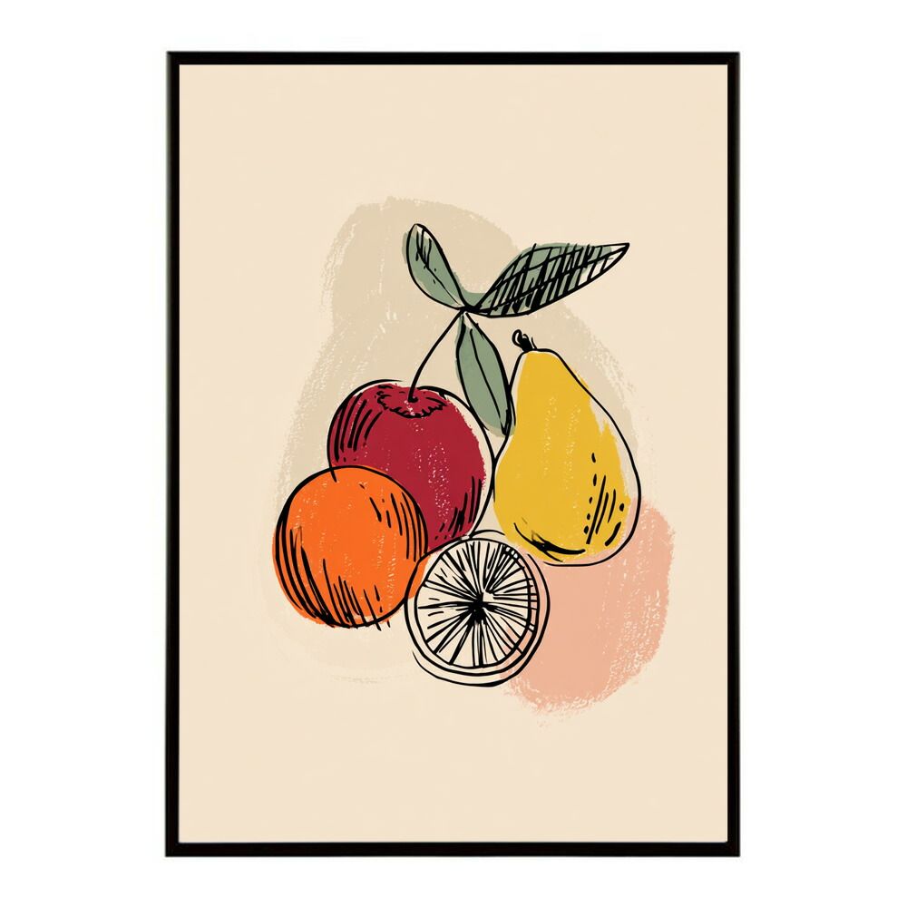 【A2サイズ（約42x59cm）】【lm-poster-2159】【フレーム付き】フルーツ 果物 アート 手書き 絵師 レーター 野菜 ポップ ポスター インテリア