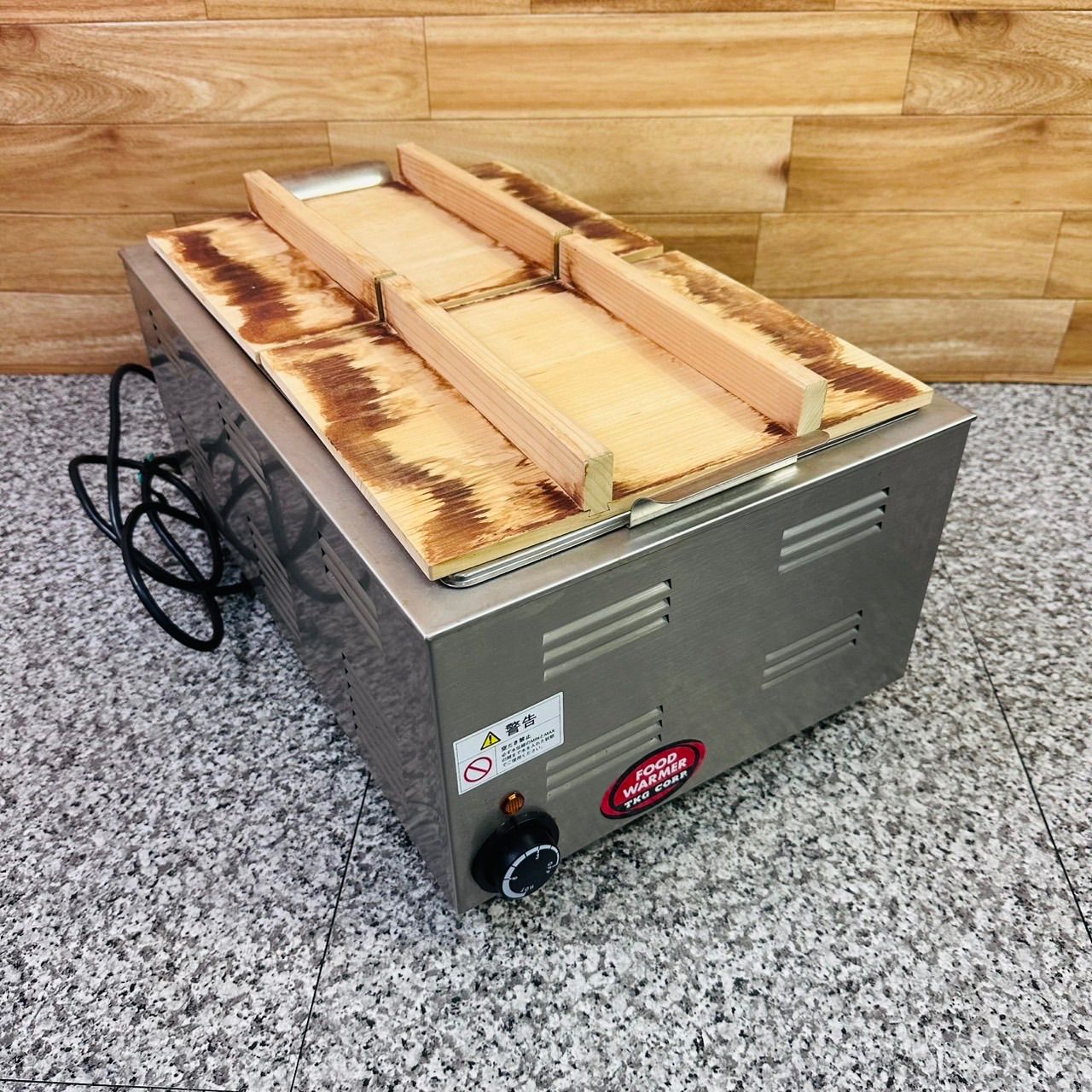 TKG 電気おでん鍋 湯煎式フードウォーマー 業務用 6仕切 木製蓋付き