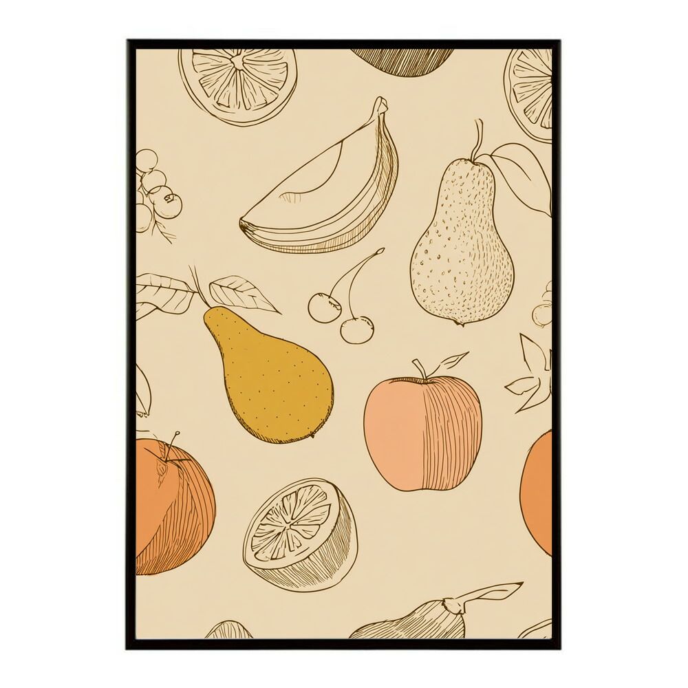 【A2サイズ（約42x59cm）】【lm-poster-2173】【フレーム付き】フルーツ 果物 アート 手書き 絵師 レーター 野菜 ポップ ポスター インテリア