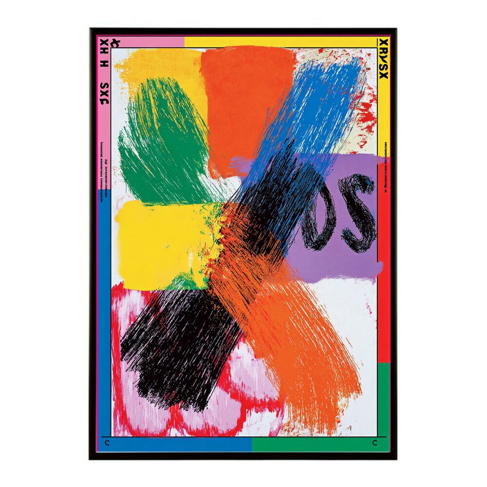 【B2サイズ（約51x73cm）】【lm-poster-2217】【フレーム付き】ランダムインクアート 手書き アート ポップ カジュアル 高見え ポスター インテリア