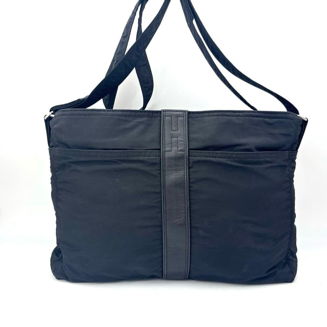 エルメス アカプルコ バサスMM ナイロン ショルダーバッグ ブラック 黒