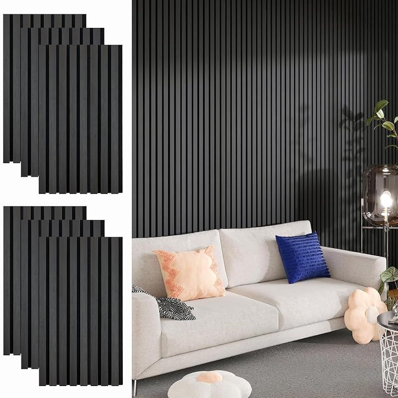 Hopeholic 吸音材 壁 木製 防音材 防音パネル .5 cm| ウッドパネル 賃貸 吸音パネル 簡単 貼る 施工面積1.56 吸音ボード 室内装飾 DIY 騒音対策 遮音 インテリア おしゃれ シンプル セット ダークグレー