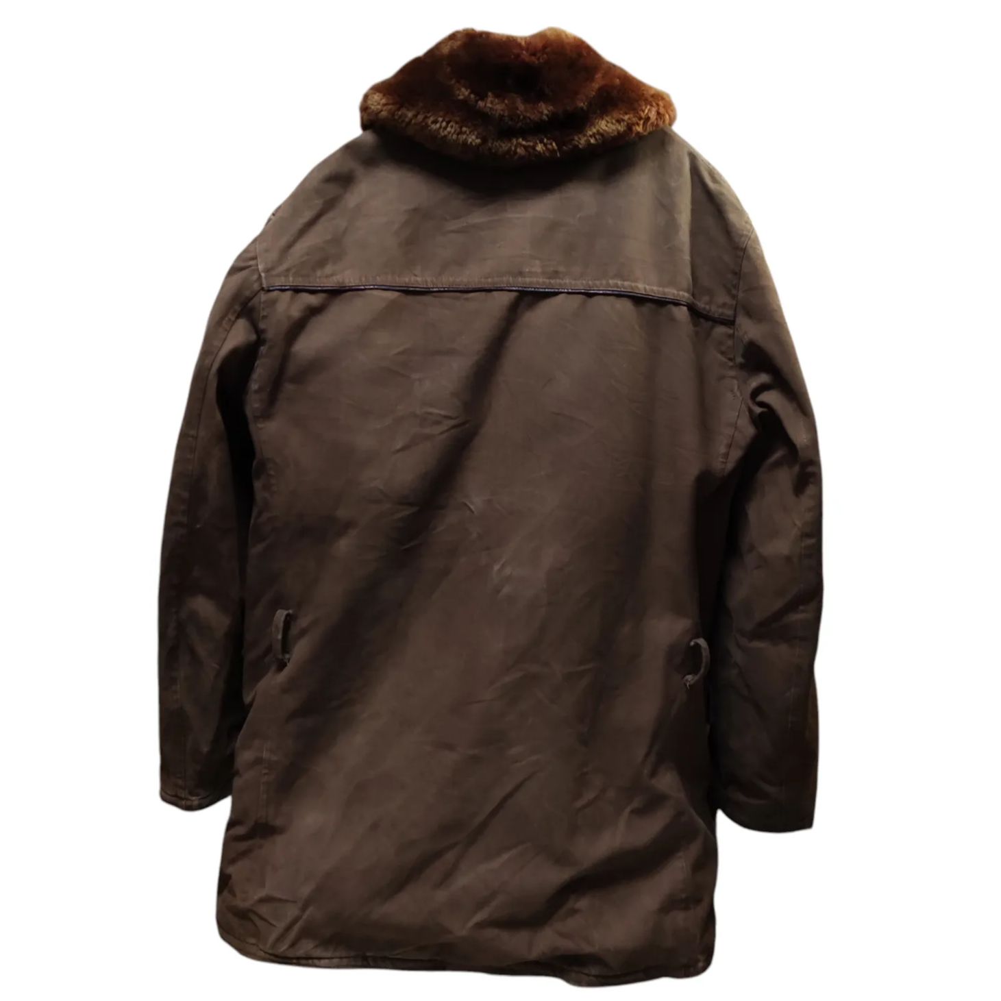 ヴィンテージ ムートンコート 裏ボア ミリタリー レトロ ブラウン 古着 男性 女性兼用 オーバーサイズ 防寒アウター