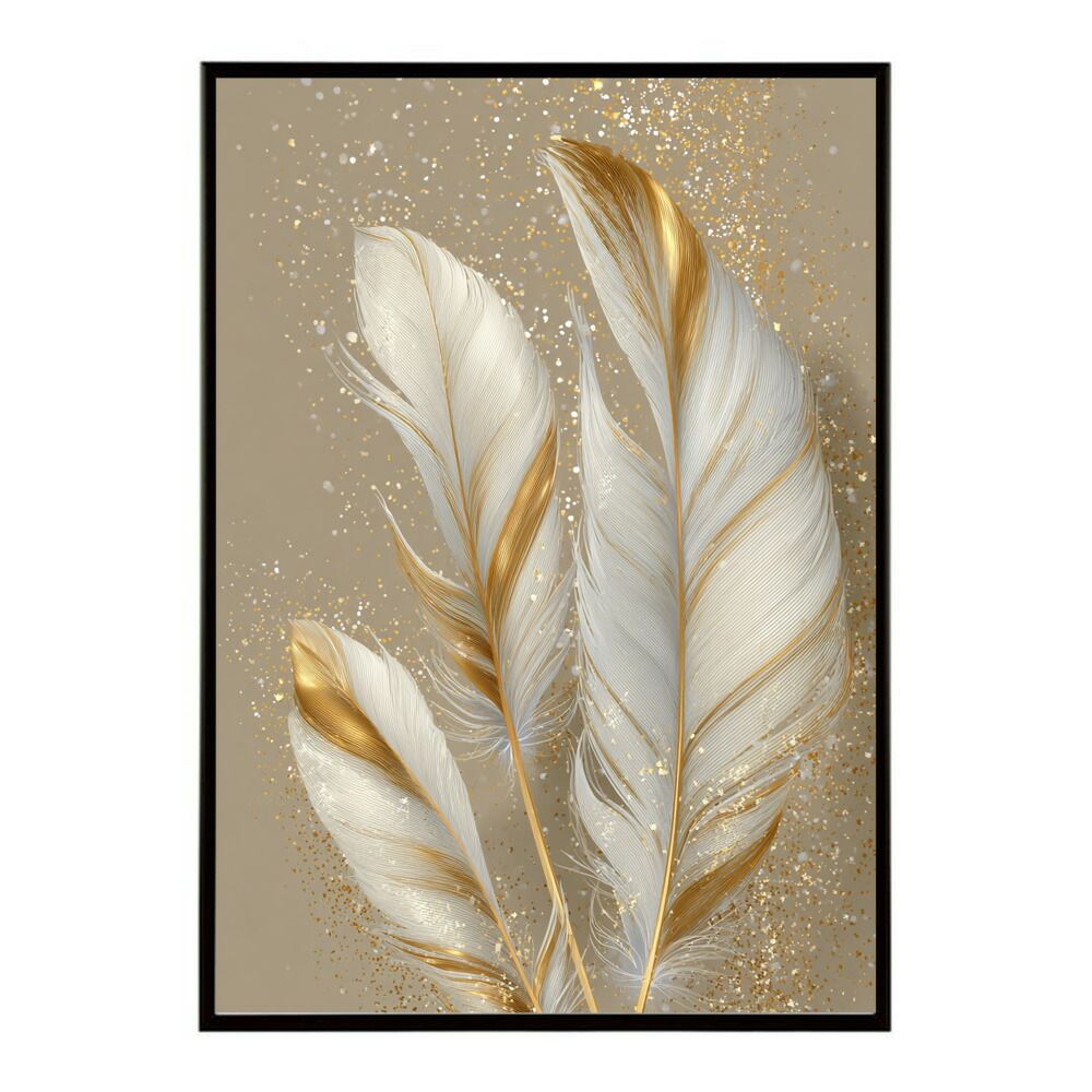A3サイズ（約30×42cm）】【lm-poster-2417】【フレーム付き】フラッシュゴールデンフェザー 羽 鳥