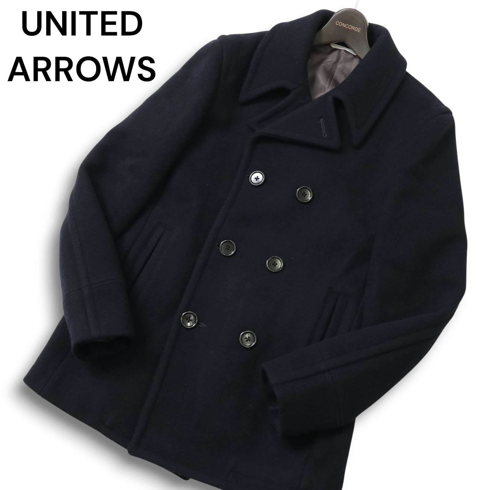 超美品❣️UNITED ARROWS Pコート メルトン ウールコート 紺 S UNITED ARROWS BLUE LABEL ユナイテッドアローズ 秋冬 メルトン ウール